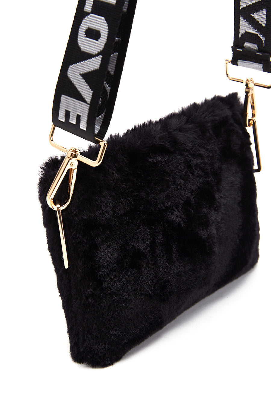 Women's Black Plush Portfolio Bag