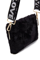 Women's Black Long Strap Plush Clutch Bag | Derimod