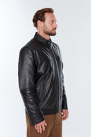 Ford (Plus) Men's Black Leather Jacket | Derimod