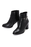 Women's Black Buckle Thick Heeled Classic Boots | Derimod