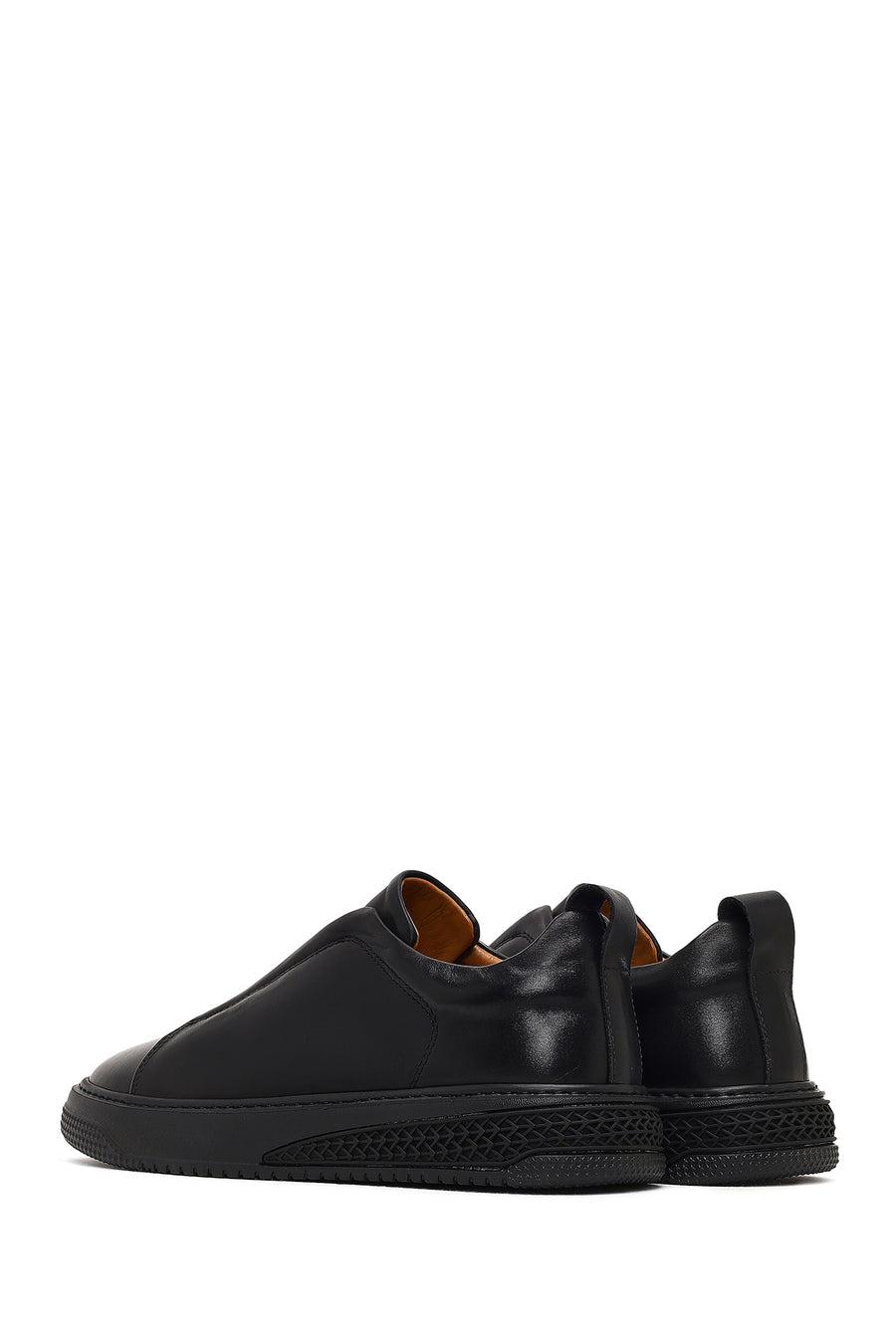 Erkek Siyah Kalın Tabanlı Deri Sneaker