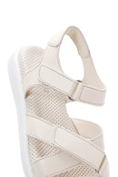 Women's Cream Double Strap Leather Comfort Sandals | Derimod