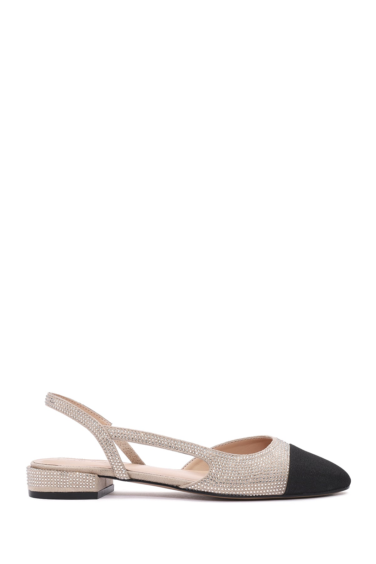 Women's Beige Open Back Stoned Ballerinas 25SFE402614 | Derimod