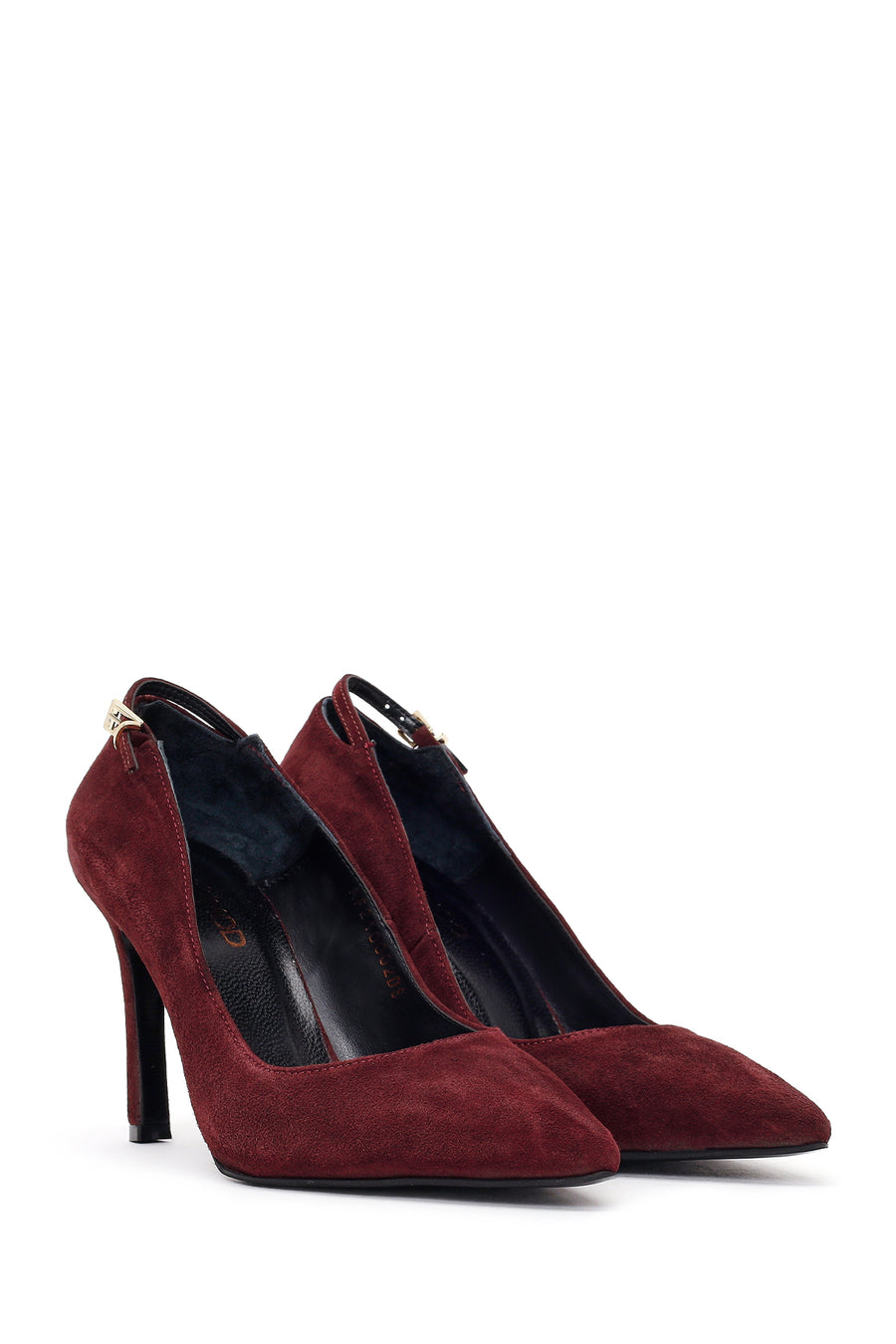 Kadın Bordo İnce Topuklu Süet Deri Stiletto