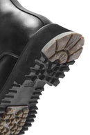 Men's Black Zippered Leather Combat Boots | Derimod
