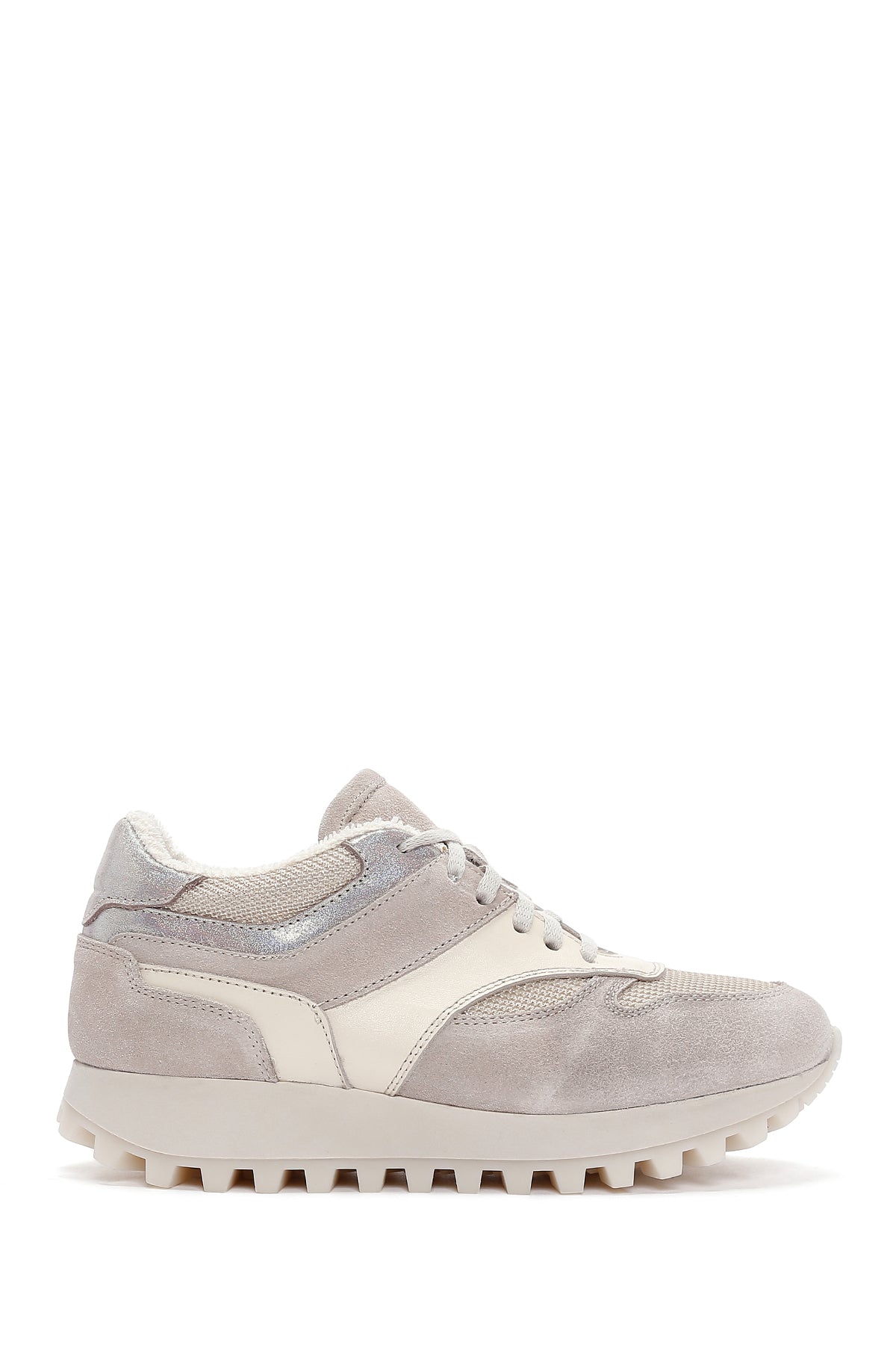 Women's Beige Thick Soled Leather Sneaker 23WFD380114 | Derimod