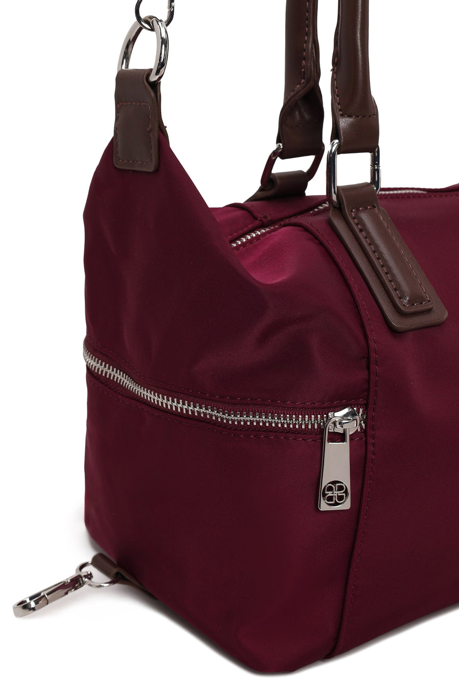 Woman Burgundy Long-Strap Fabric Shoulder Bag