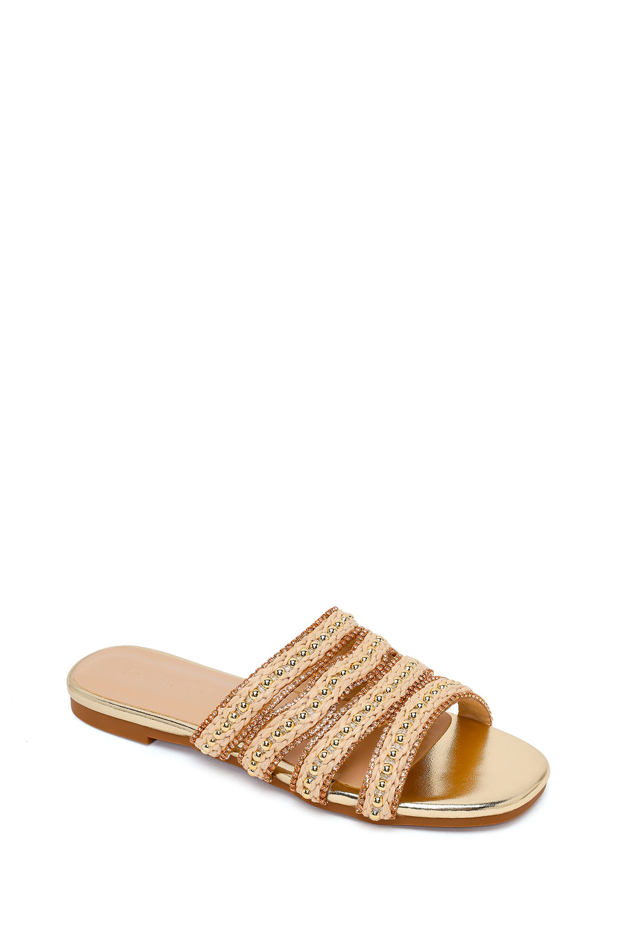Woman Gold Stone-Embellished Slipper