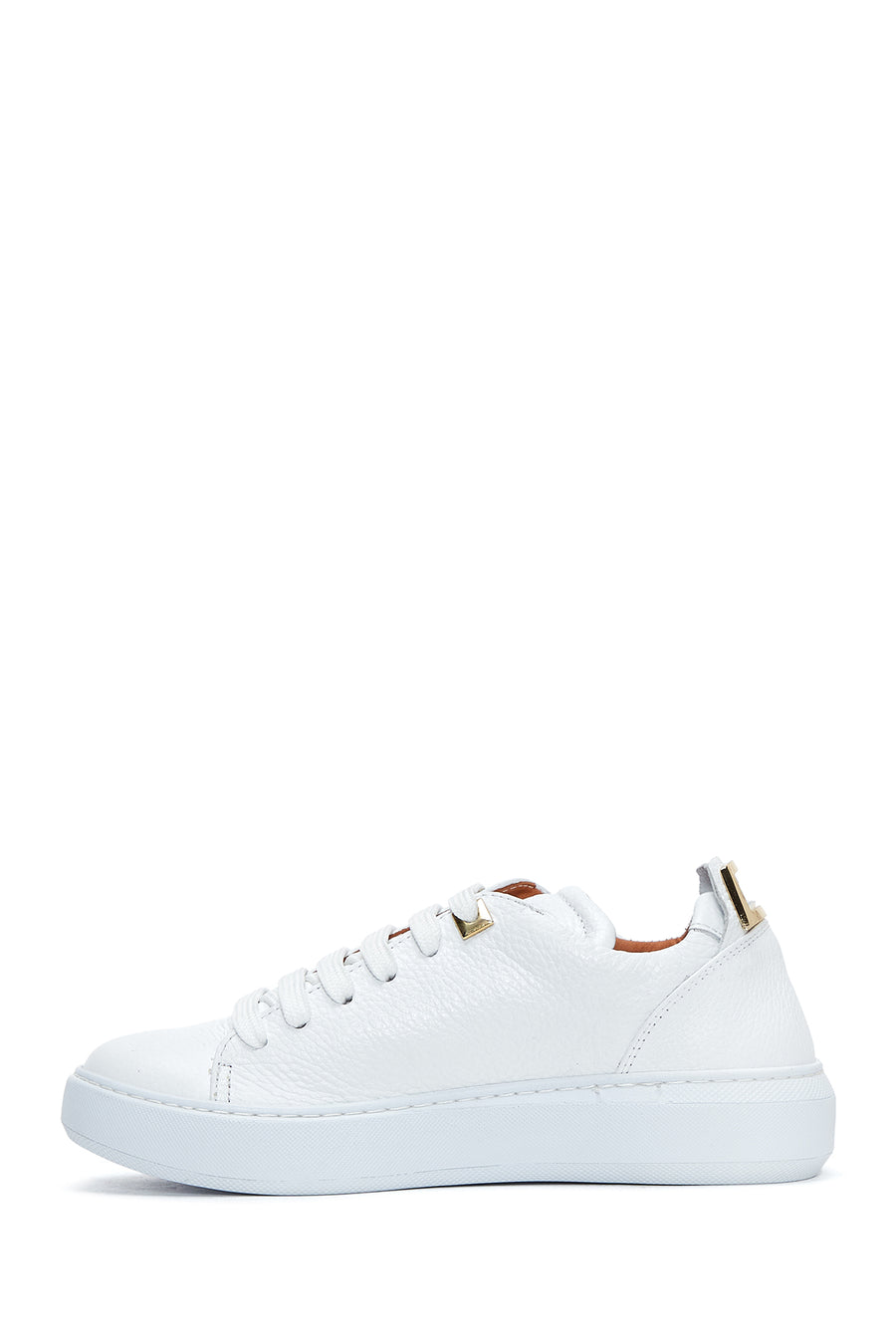Kadın Beyaz Bağcıklı Deri Sneaker