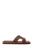 Women's Brown Leather Comfort Slippers | Derimod