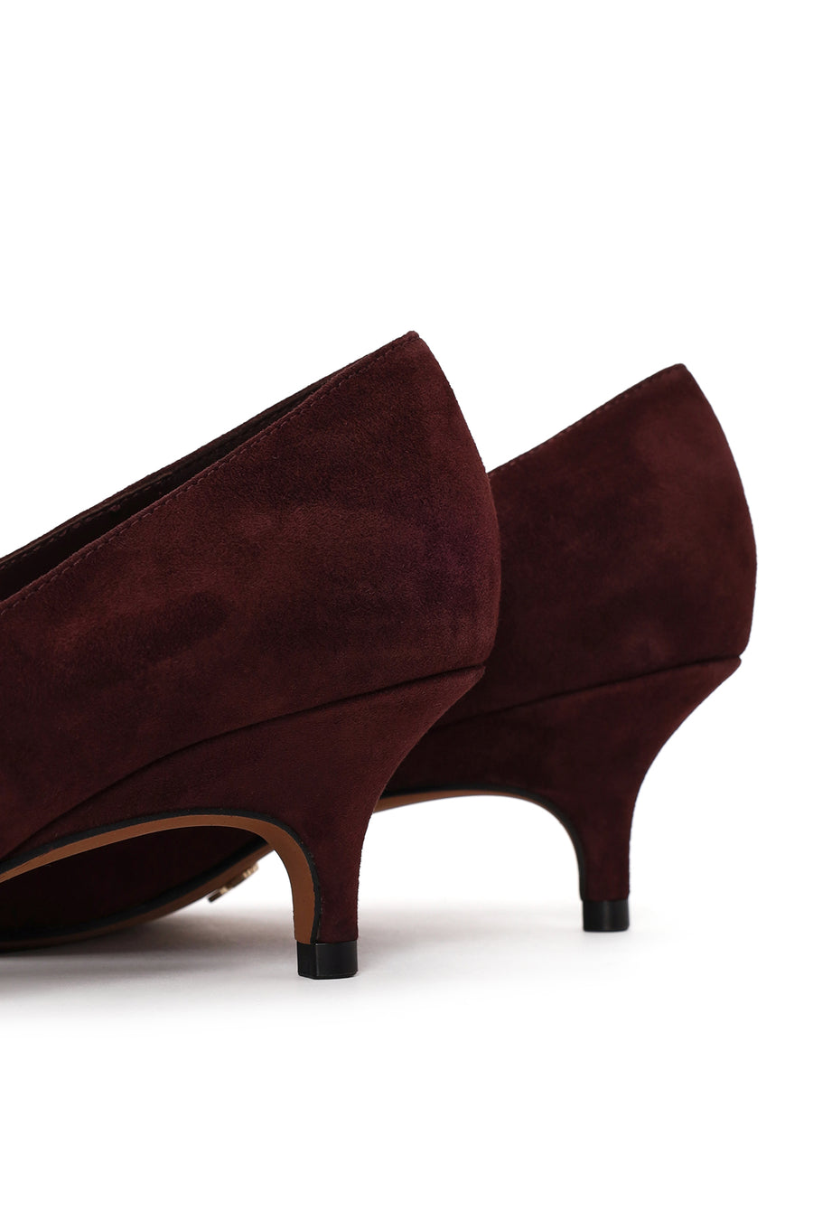 Woman Burgundy Short Thin-Heeled Suede Stiletto