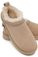 Woman Beige Suede Teddy Boots | Derimod
