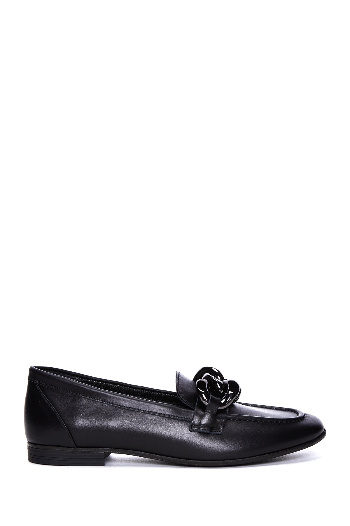 Women's Black Leather Buckle Loafer 23WFD130218 | Derimod