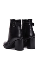 Women's Black Zippered Chunky Heel Boots | Derimod