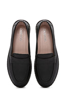 Women's Black Leather Comfort Loafer | Derimod