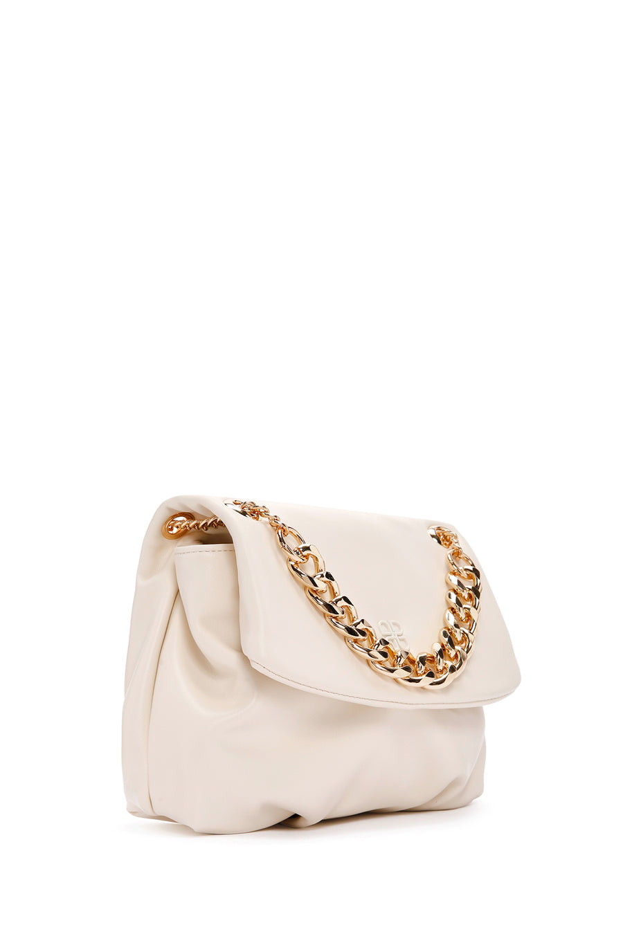 Women's Cream Long Chain Strap Shoulder Bag