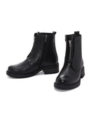 Women's Black Leather Zippered Boots | Derimod