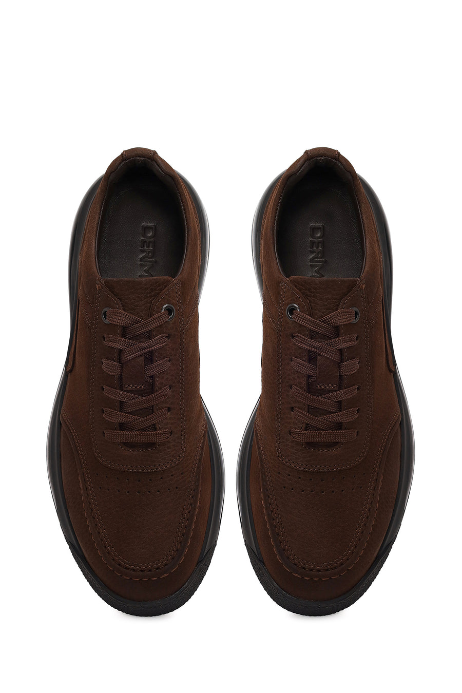 Male Brown Lace-Up Nubuck Leather Sneaker