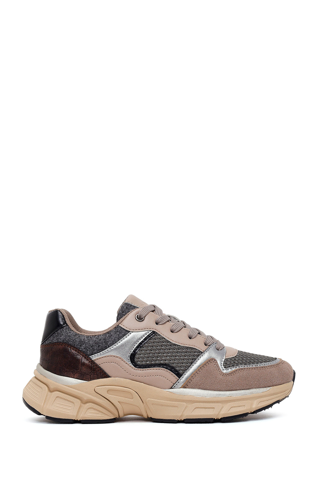 Kadın Vizon Bağcıklı Kalın Tabanlı Sneaker
