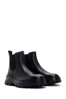 Men's Black Thick Sole Leather Casual Chelsea Boots | Derimod