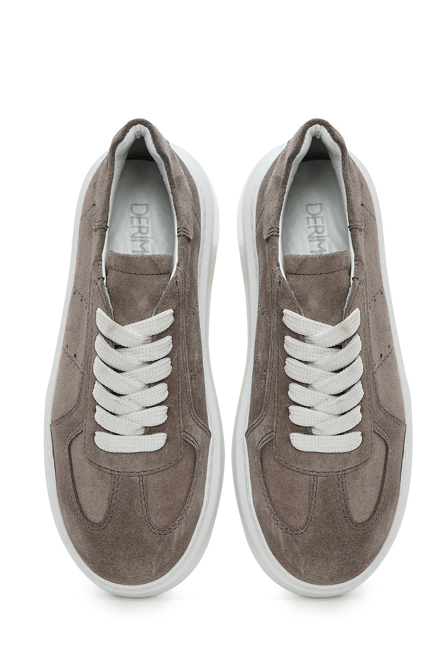 Women's Mink Lace-Up Thick-Sole Suede Leather Sneakers