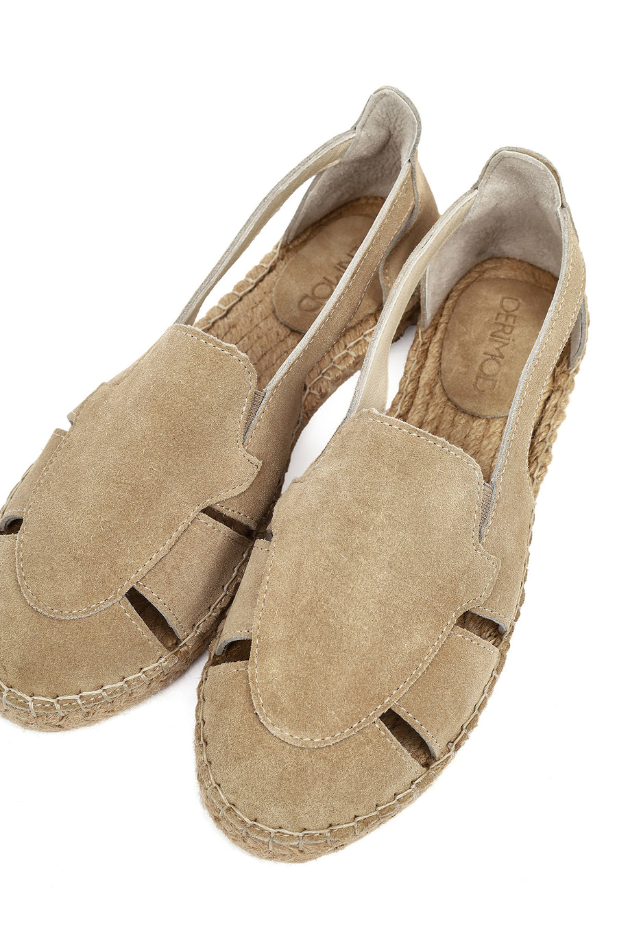 Woman Beige Suede Leather Espadrille Sandals