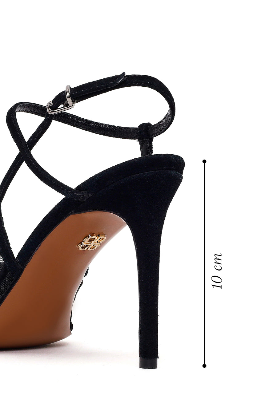 Woman Black Ankle-Buckle High Slim-Heel Leather Shoes