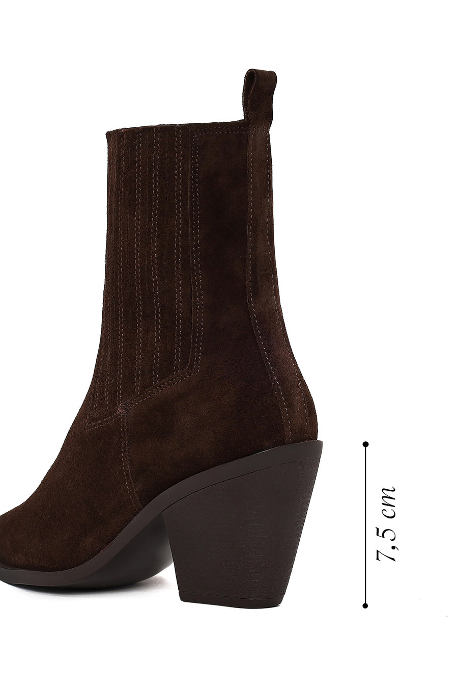 Woman Brown Chunky-Heeled Suede Cowboy Boots