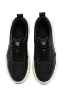 Men's Black Lace-up Thick-Sole Leather Sneaker | Derimod