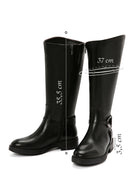 Women's Black Zippered Leather Boots | Derimod