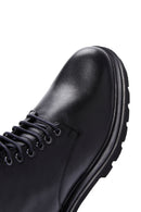 Men's Black Leather Zippered Boots | Derimod
