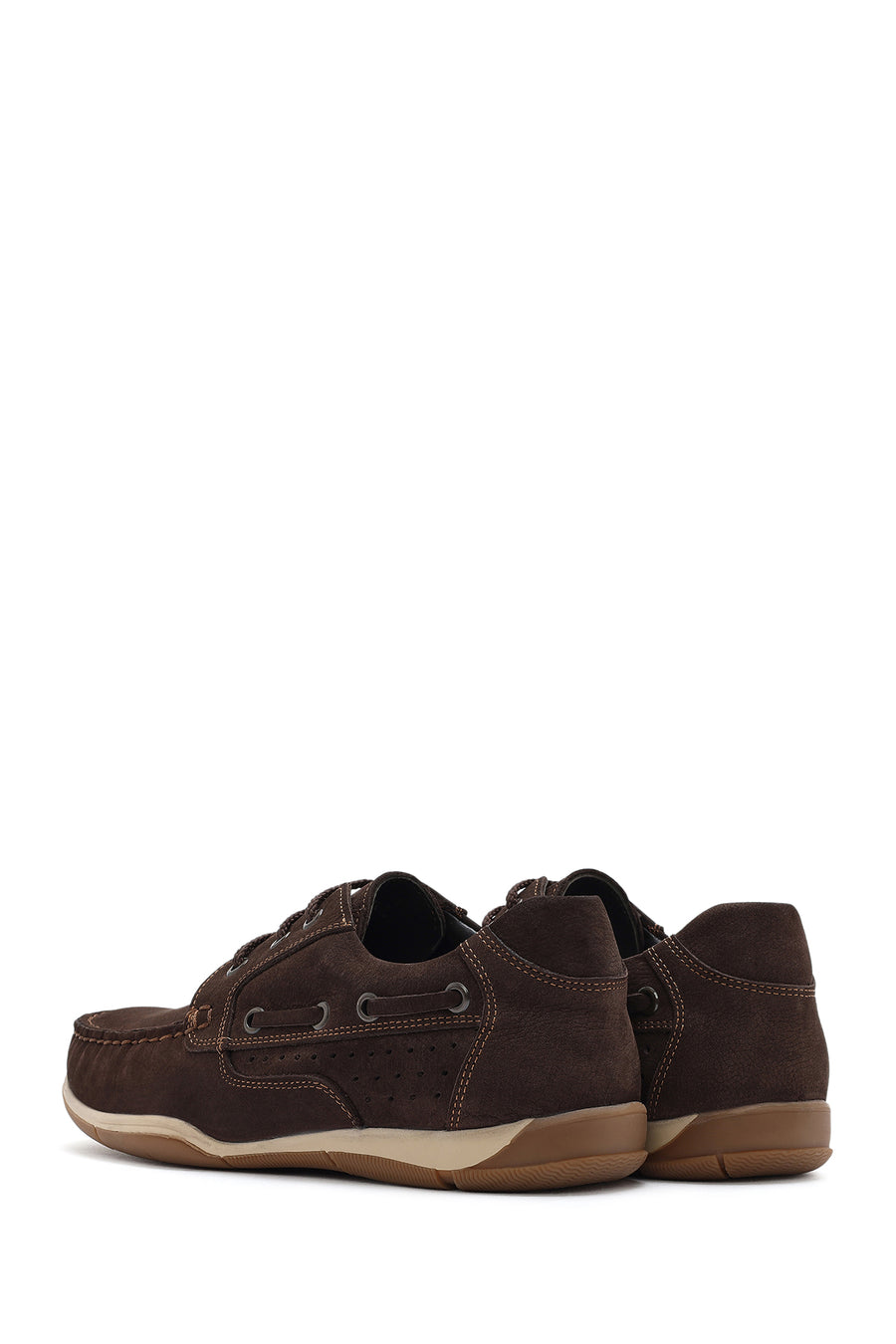 Men's Brown Lace-Up Nubuck Leather Casual Shoes