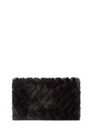 Women's Black Chain Strap Plush Clutch Bag | Derimod