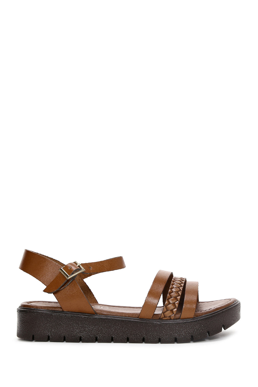 Women's Tan Ankle Strap Leather Bodrum Sandals 24SFD331418 | Derimod