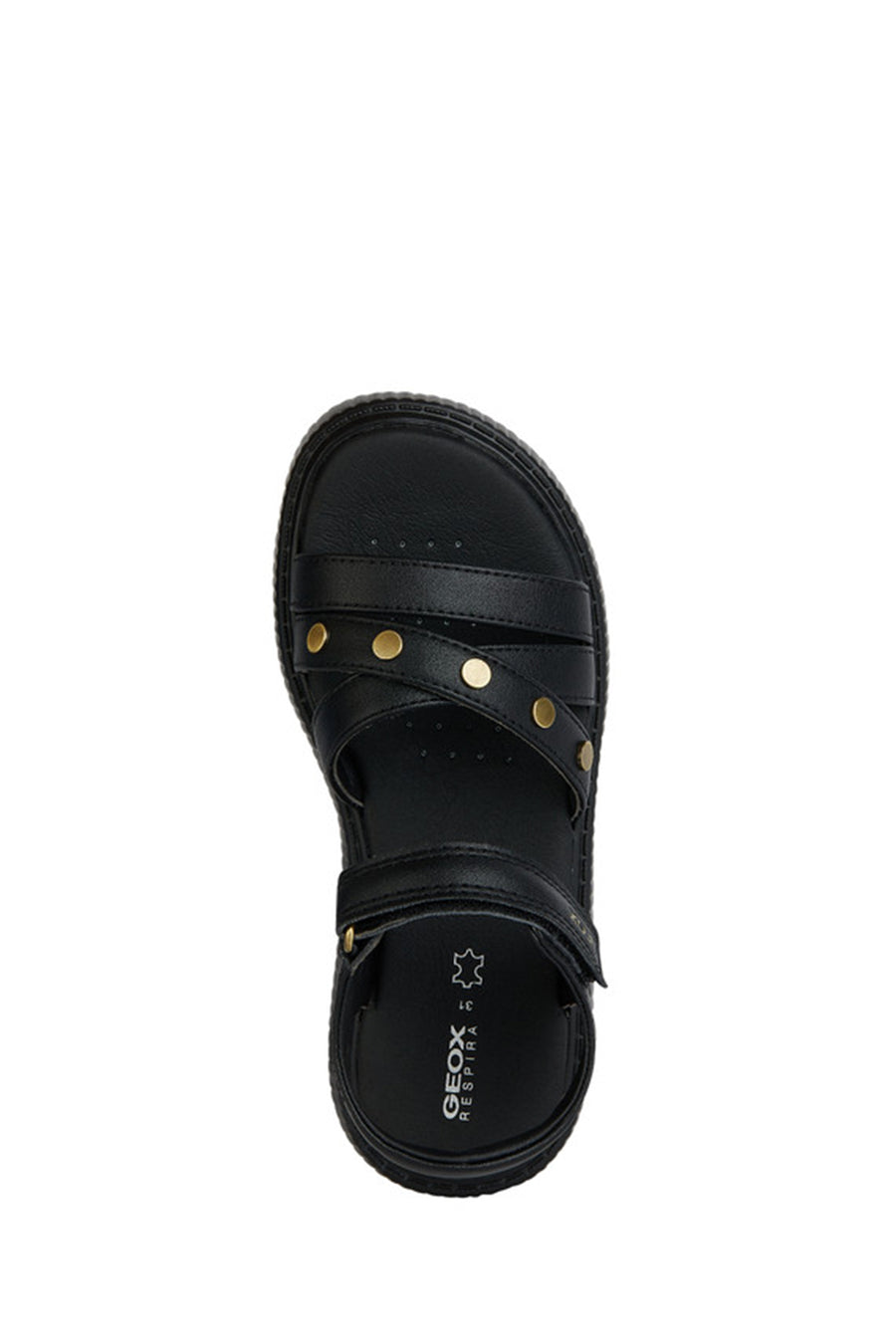 Geox Girls Black Kodette Strappy Leather Sandals