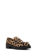 Women's Leopard Leather Masculine Loafer | Derimod