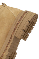 Male Beige Lace-Up Thick-Soled Suede Casual Boots | Derimod