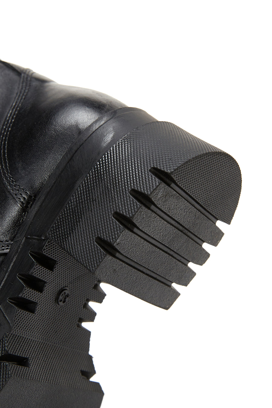 Women's Black Leather Thick Soled Boots Flat Boots