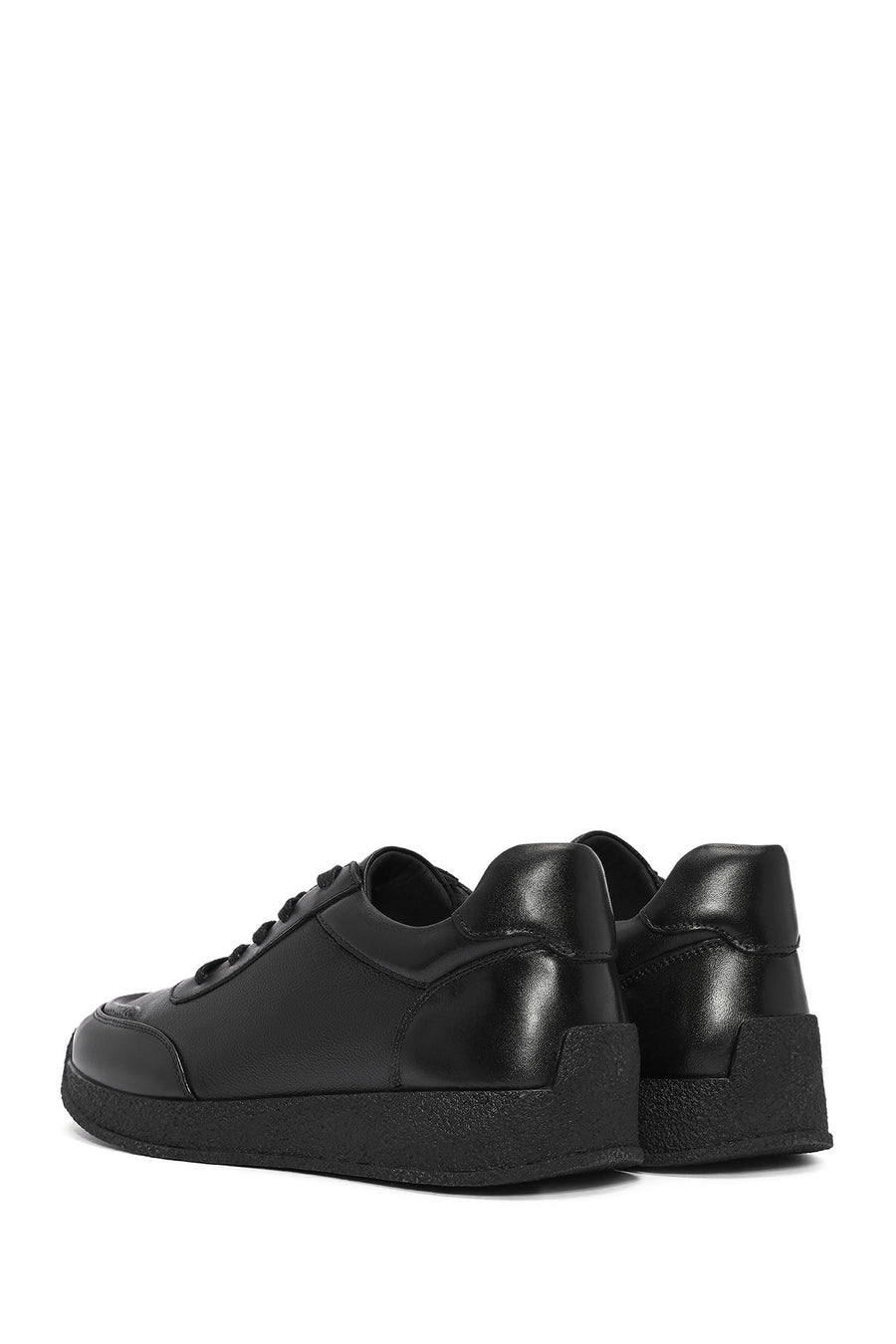 Men's Black Lace-up Leather Sneaker