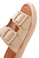 Kadın Bej Çift Tokalı Terlik | Derimod