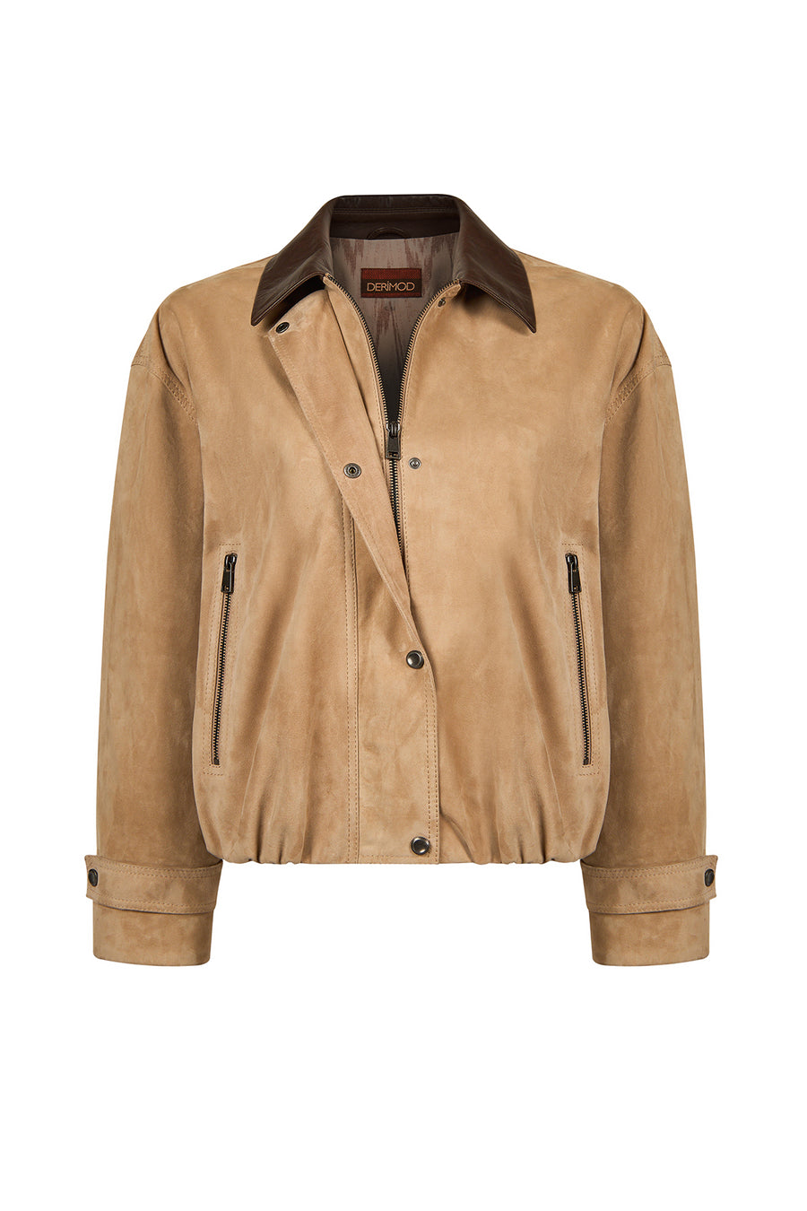 Bolivia Woman Beige Short Oversize Suede Jacket