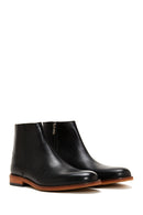 Men's Black Leather Zippered Classic Boots | Derimod