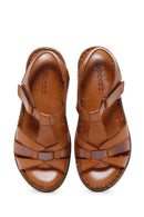 Women's Tan Leather Comfort Sandals | Derimod