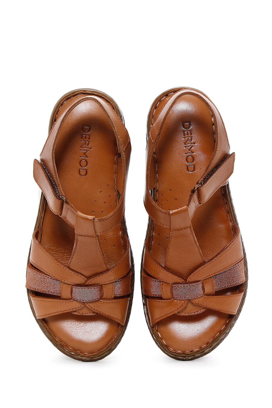 Kadın Taba Deri Comfort Sandalet