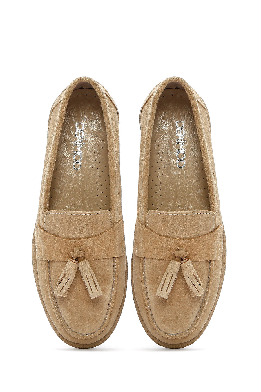 Women's Beige Suede Leather Comfort Loafer