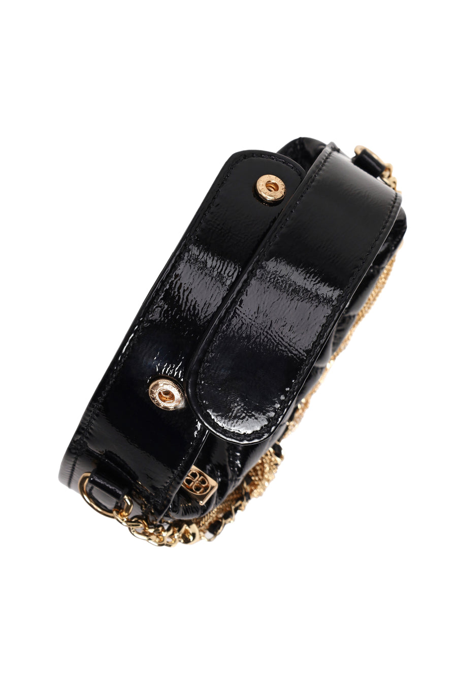 Woman Black Long-Strap Quilted Mini Evening Bag