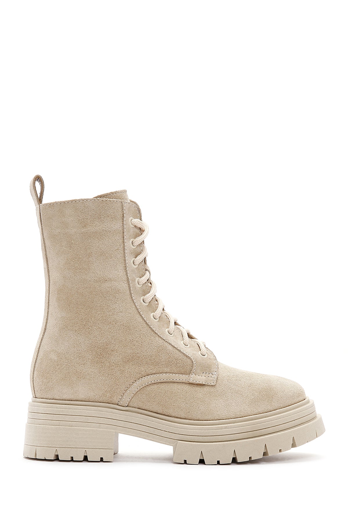 Women's Beige Thick Soled Suede Leather Boots 23WFD140810 | Derimod