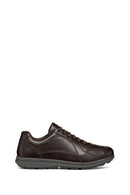 Geox Men's Brown Spherica Ec12 Lace-Up Leather Casual Sneaker | Derimod