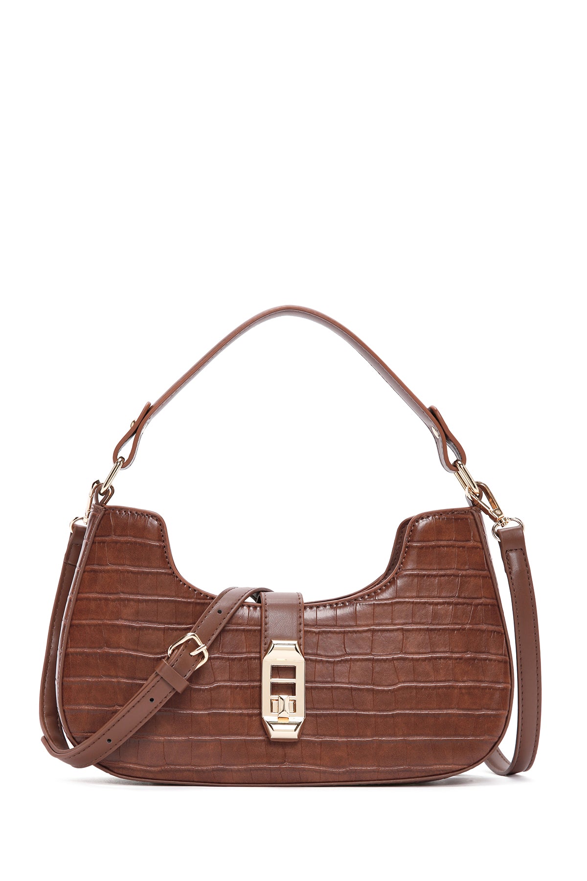 Women's Brown Long Strap Crocodile Patterned Handbag 23WBD2643E3 | Derimod