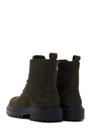 Men's Khaki Zippered Nubuck Leather Boots | Derimod